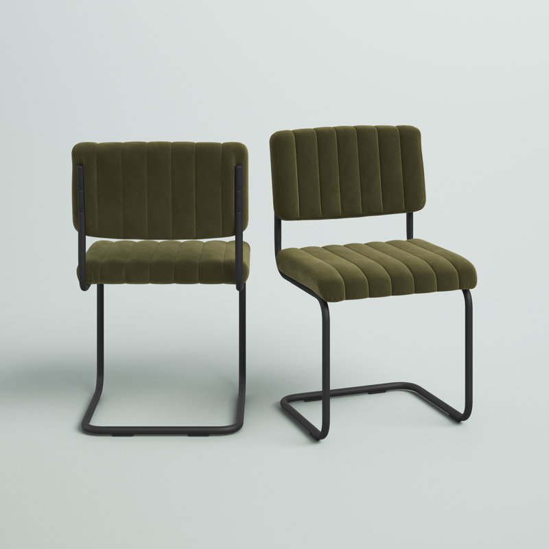 Chaise d'appoint en velours Estes, Velours olive