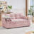 Pink Chenille Loveseat Sleeper Sofa Bed With Storage Armrest