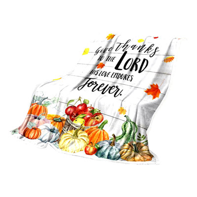 Autumn Harvest Super Soft Flannel Fleece Throw - Cozy Thanksgiving Pumpkin Blanket for Couch, Bed, or Sofa (50x60 inch)