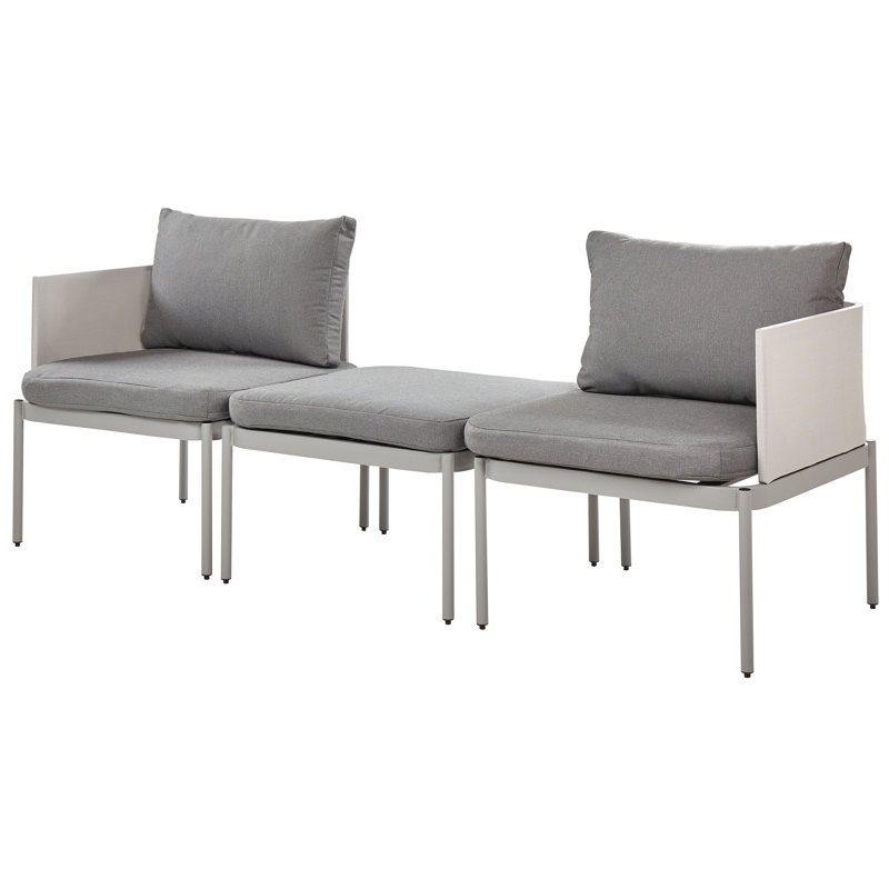 Jarif Metal 2 - Person Seating Group with Cushions, Grey, Light Grey