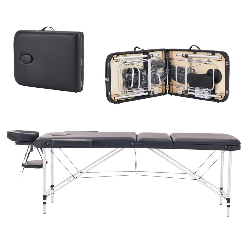 213.4cm Rectangular Adjustable Folding Table, Black