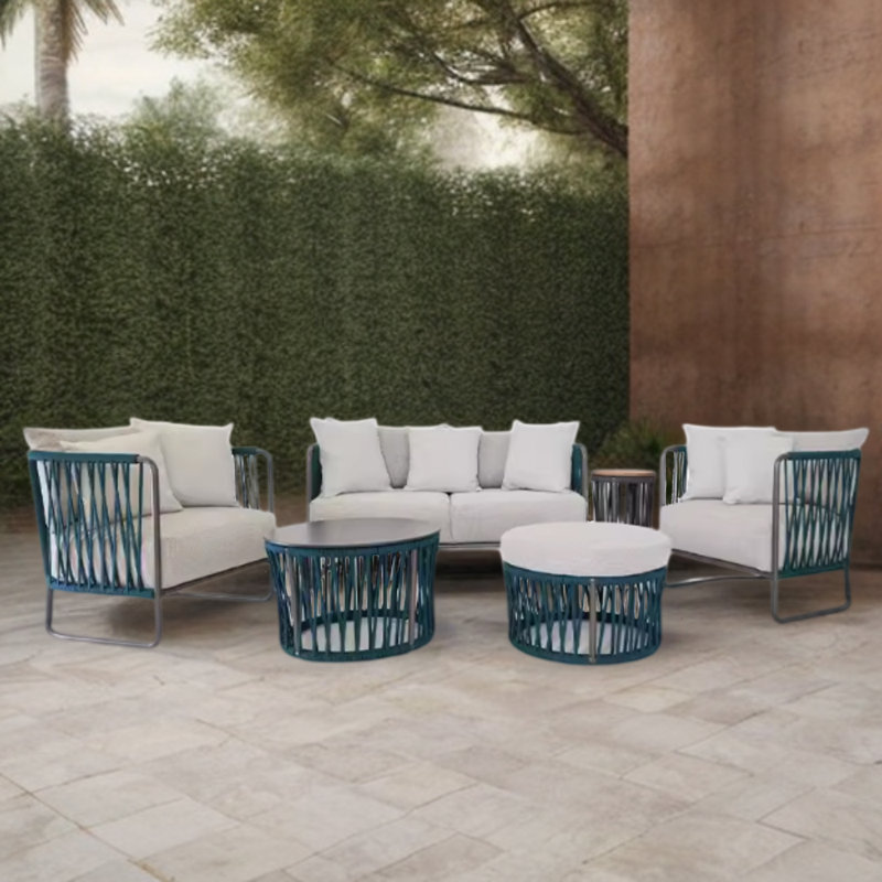Ensemble de conversation en tissu éponge moderne pour 5 personnes avec coussins Modern Modern