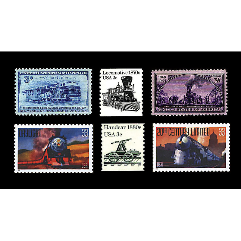 Railroad Commemorative Stamp Collection with Certificate of Authenticity