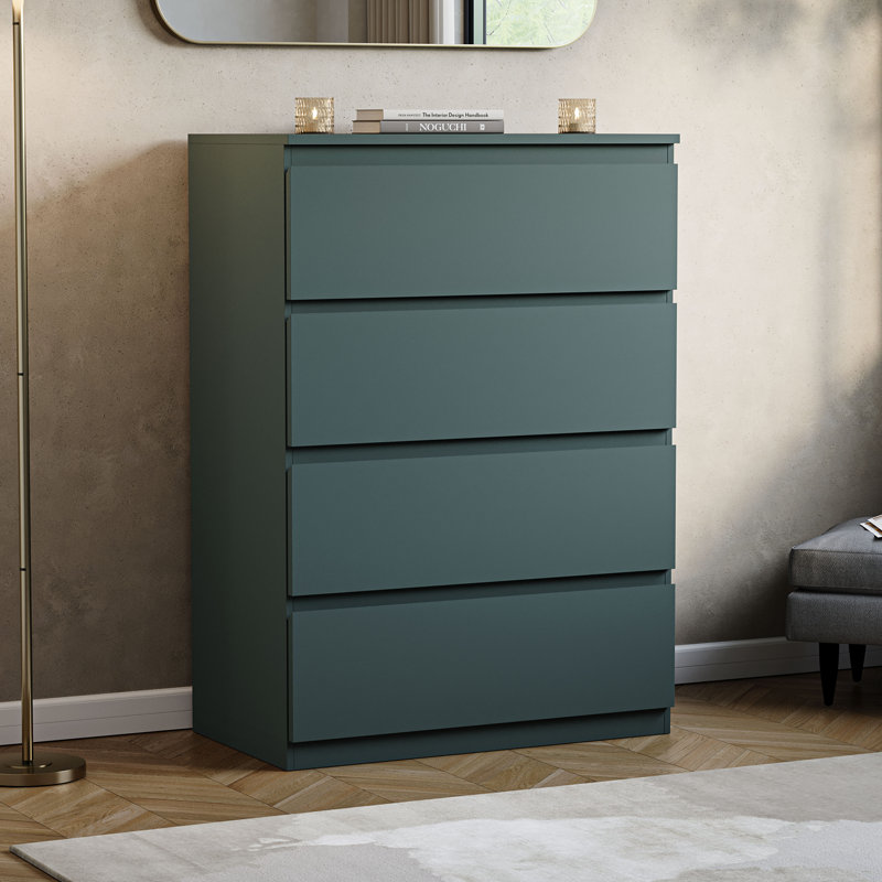 Cunha 4 Drawer Chest Modern Bedroom Furniture , Green