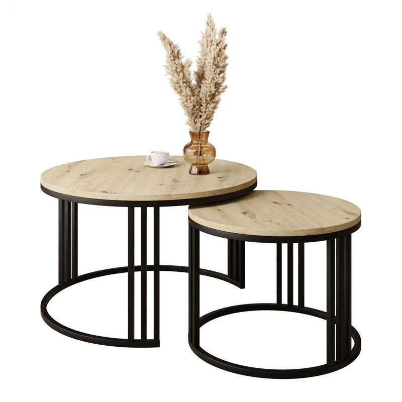 Melanija Frame Coffee Table, Black, Artisan Oak