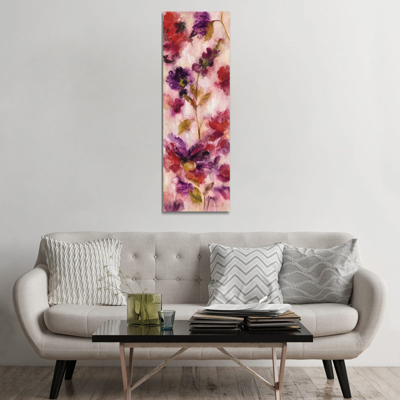 Fleurs exubérantes III, Toile tendue, H 60 po x l 20 po x P 1,5 po