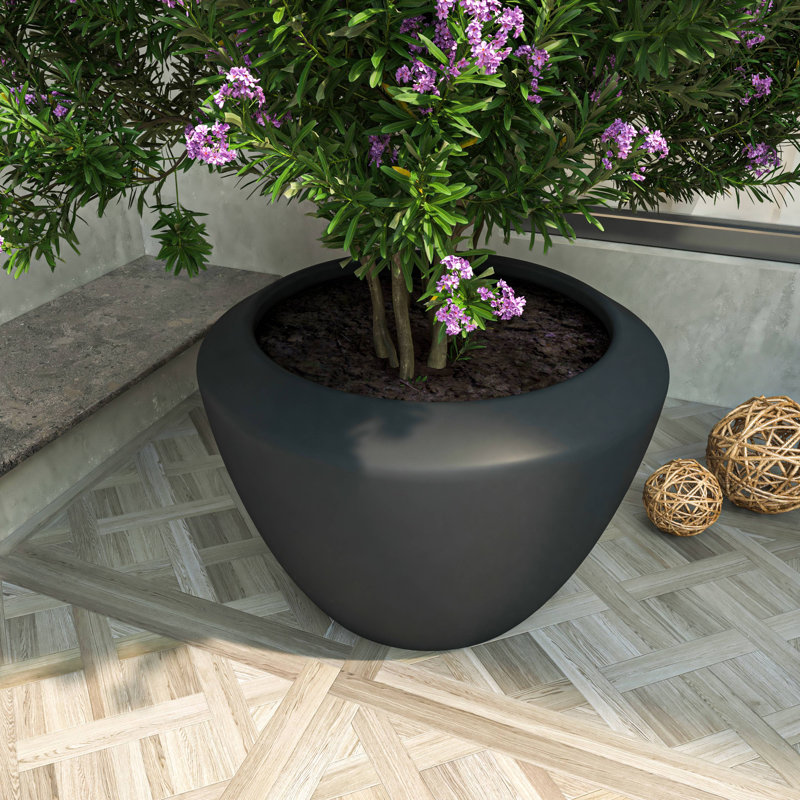 Jackielynn Round Fiberstone Planter MgO Clay Plant Pot with Drainage Holes for Indoor/Outdoor Use, 15" H x 22" W x 22" D