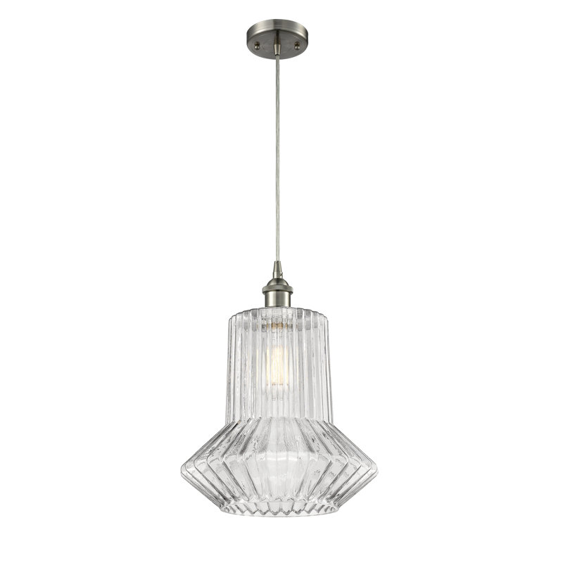Luminaire suspendu simple géométrique 1 lumière Montrose, Nickel satiné brossé, DEL