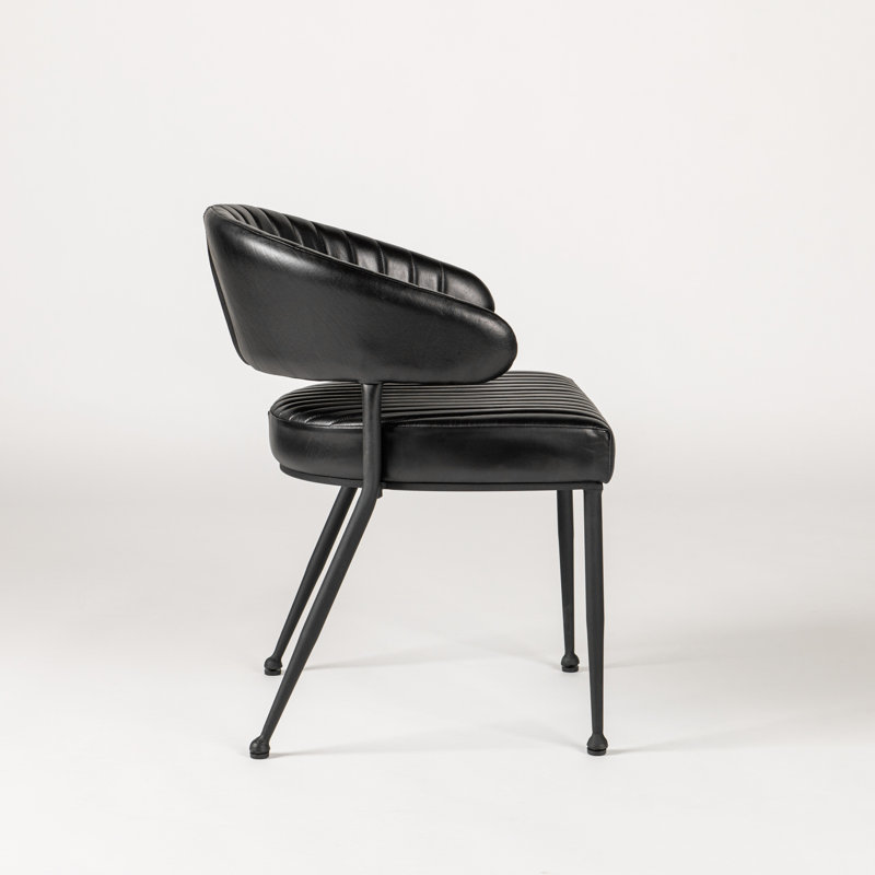 Leather Side Chair in Black, Black