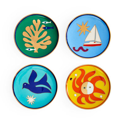 Ensemble de sous-verres ronds en céramique 4 pièces Playa