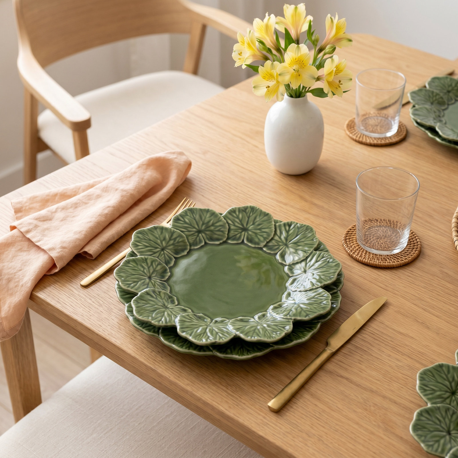 Geranium 11" Dinner Plate, Green