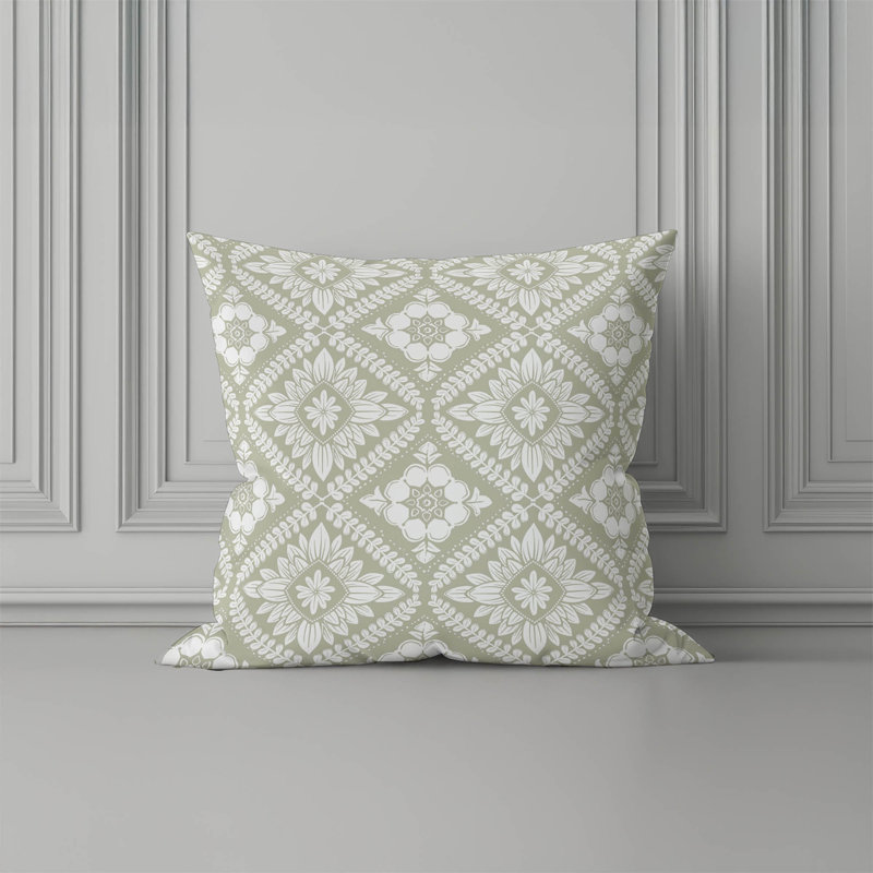 Talia Indoor Throw Pillow, Sage Geometric, Square 18"