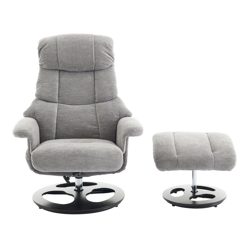 Recliner Chair With Ottoman, Modern 360° Swivel Lounge Chair With Footstool, Chenille Fabric, 5 Point Vibration Massage, Seat Heating & 140° Adjustable Backrest For Home Or Office