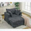 Oversized Corduroy Chaise Longue with Ottoman and Deep Seat-1001694474