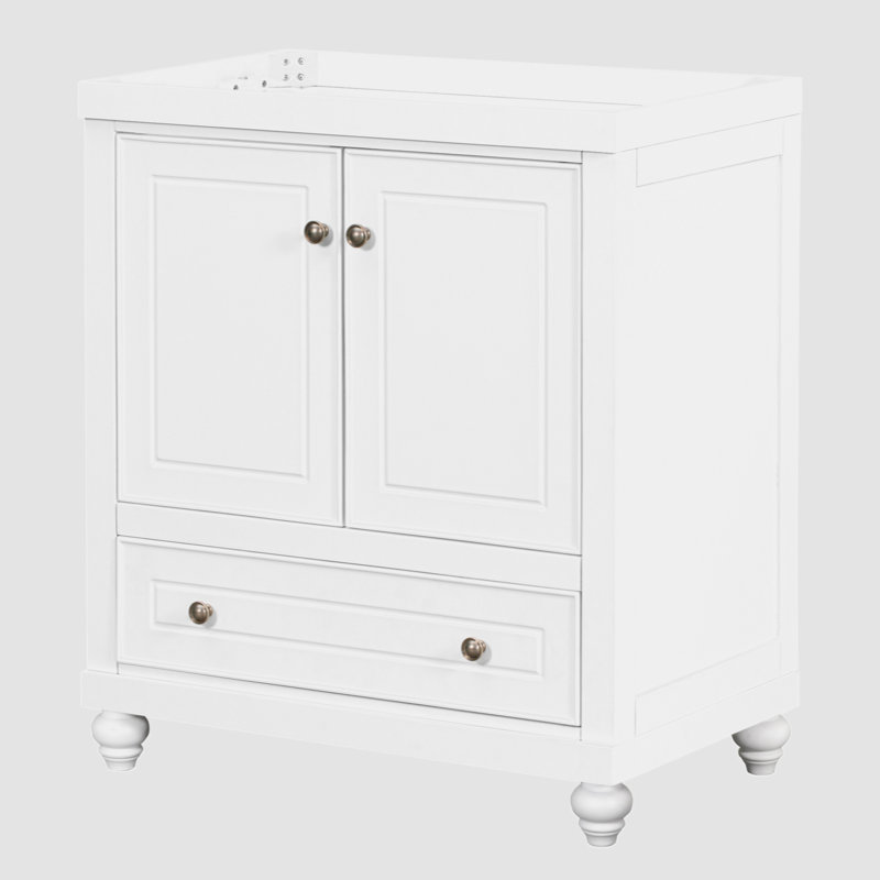 White 30" Freestanding Bathroom Vanity with Drawer and Doors