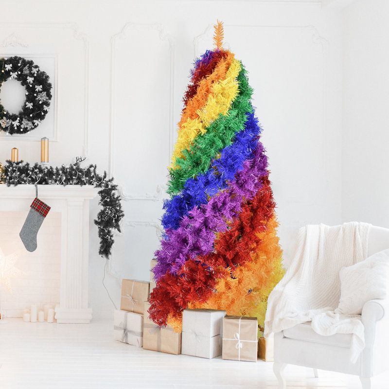 Arbre de Noël artificiel à rayures diagonales, 6' H