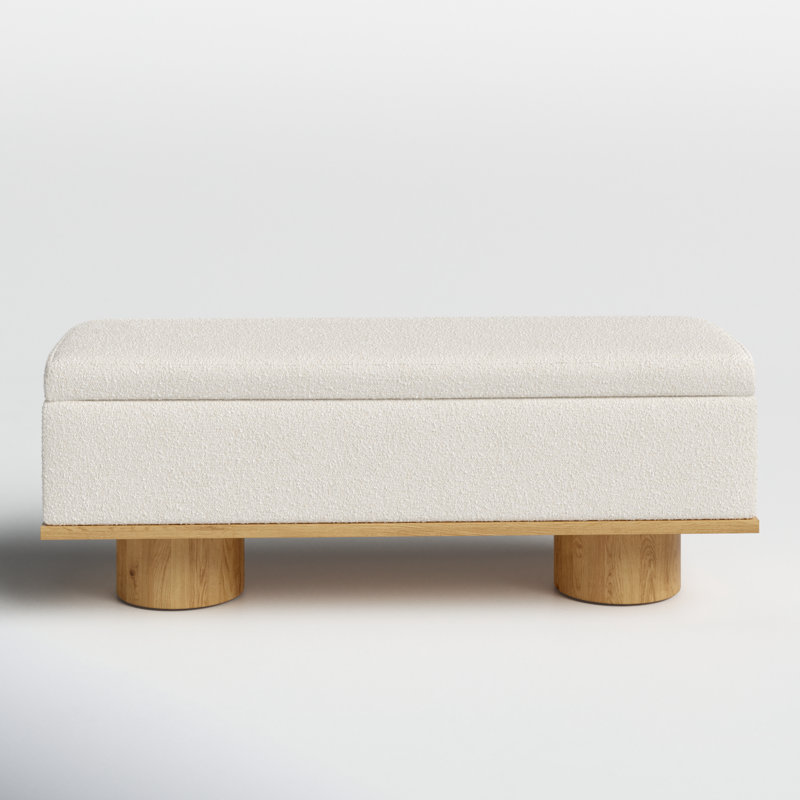 Furlane Polyester Blend Upholstered Storage Bench, Knoll Natural