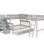 Lit superposé simple au-dessus d'un lit double en L gris. 3 tiroirs pratiques. Bois massif. Barrière de sécurité sécuritaire. Dimensions 118,3 x 96,8 x 61,2. Assemblage requis, gris. Rangement supplémentaire. Cadre en bois.