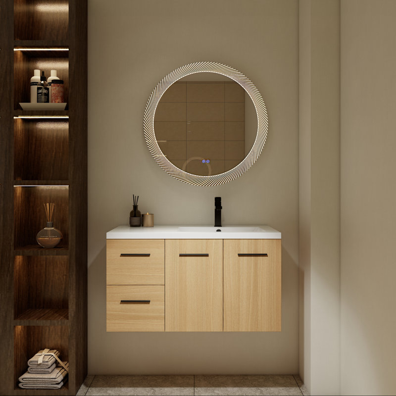 Meuble-lavabo mural 36 po avec lavabo 36 po, 2 portes et 2 tiroirs, Oui