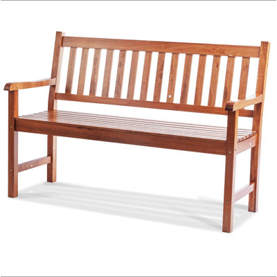 Banc d'extérieur, banc de jardin en bois de 50 pouces pour l'extérieur, banc de jardin extérieur avec dossier et accoudoirs, banc de capacité de charge de 800 lb, banc de patio pour jardin, parc, cour, porche