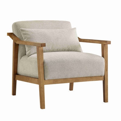 Reagan Wood Arm Accent Chair With Lumbar Pillow