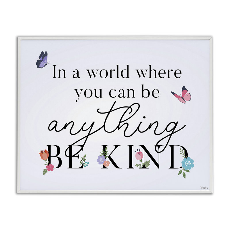 Floral et papillons «Be Kind», estampe numérique, conception de Gigi Louise, H 16 po x l 20 po