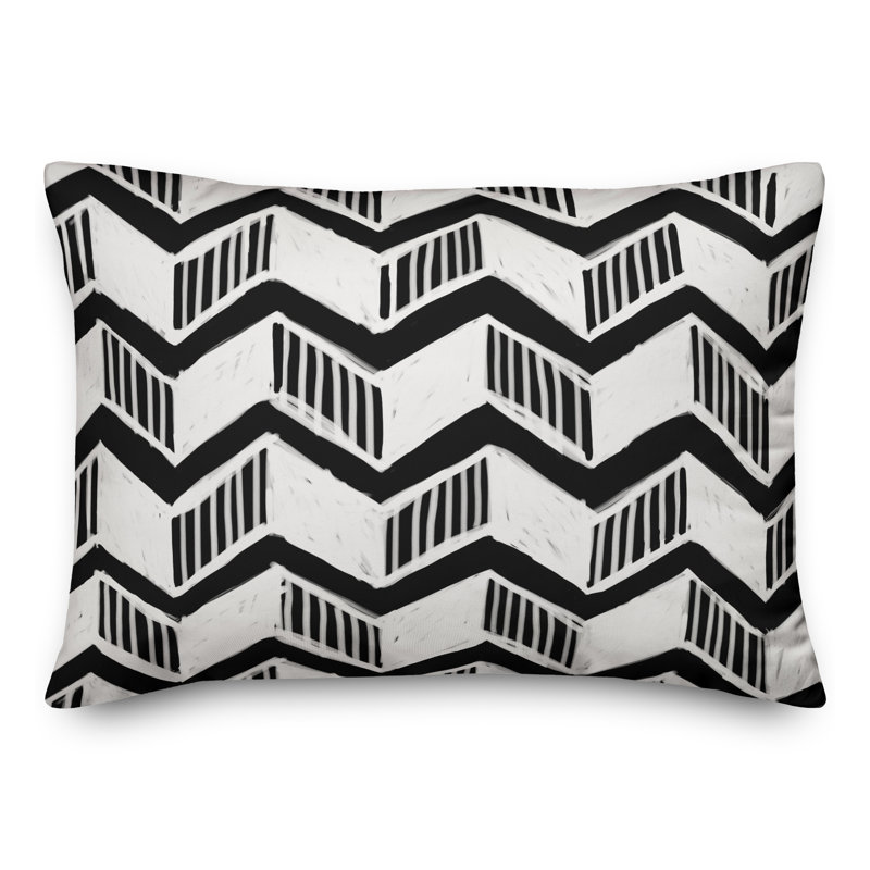 Chevron Outdoor Reversible Throw Pillow, Black, 14"H x 20"W