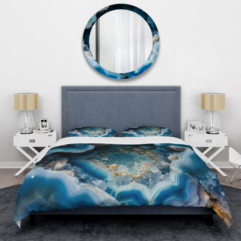 Ensemble de housse de couette en microfibre / polyester Geode Gems I, Housse de couette pour grand lit et 2 taies décor