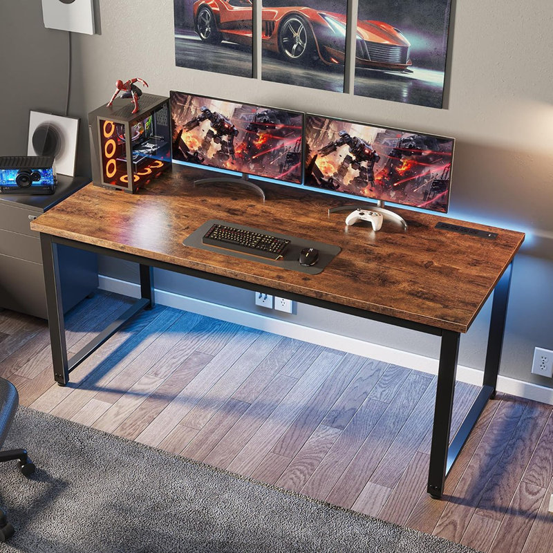 Desk With Power Oulets, Deeper & Thicker Desktop,...