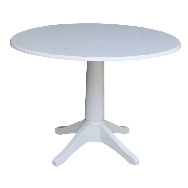 Extendable Round Solid Wood Dining Table, White / White