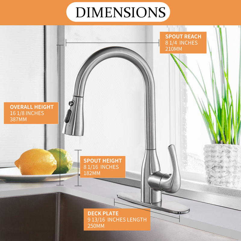 Uptap Finish Pull Down Kitchen Faucet, Brushed Nickel