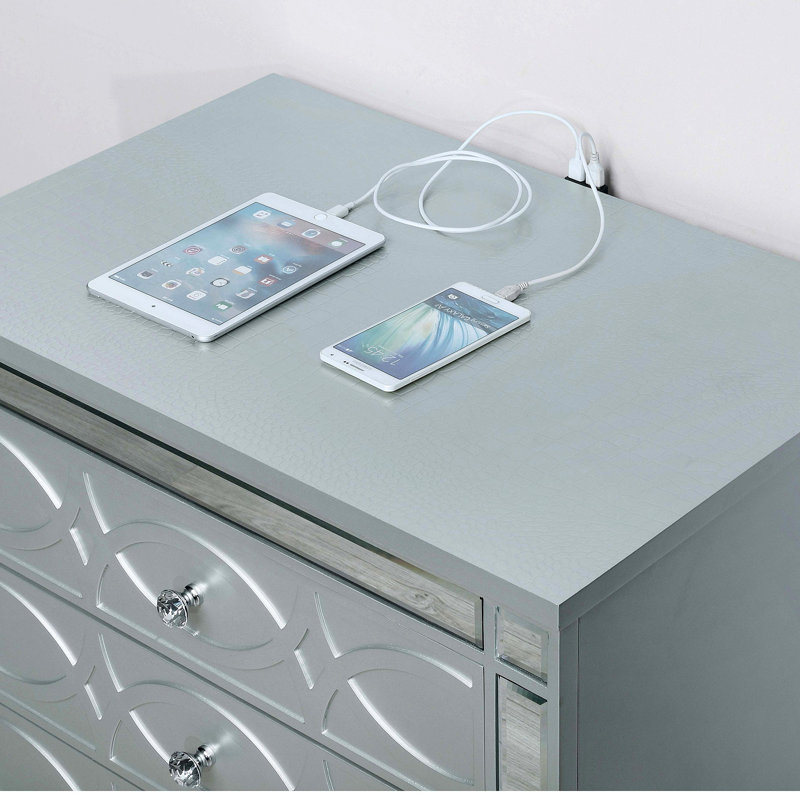 Table de chevet 2 tiroirs Menlo Metallic