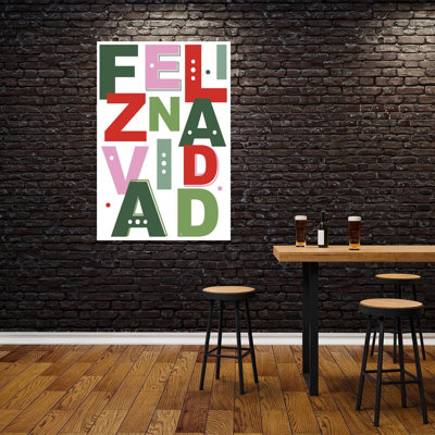 Festive Feliz Navidad, impression d'art moderne abstrait coloré