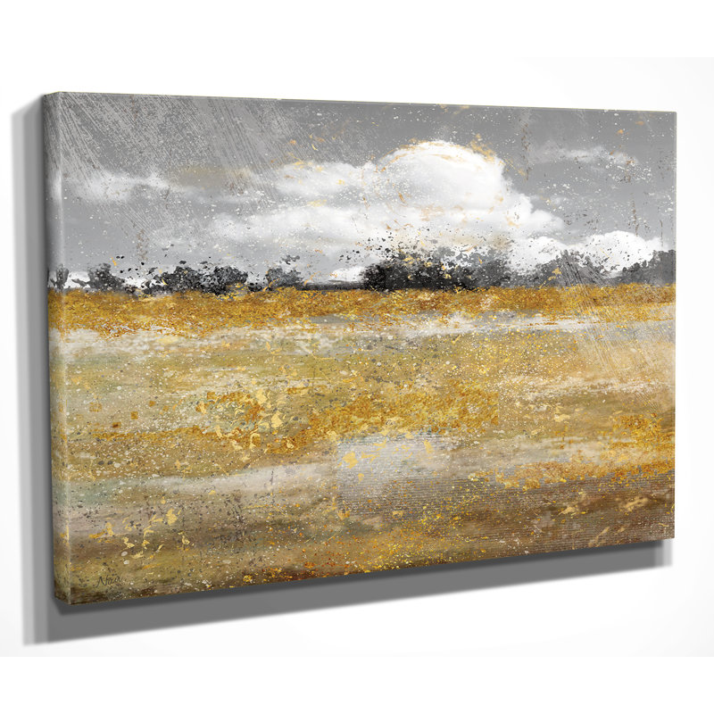 « pré scintillement ii » par nan, reproduction d’art sur toile tendue, H 24 po x l 32 po x P 1,5 po