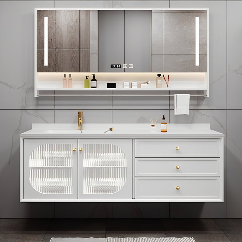 French style modern simple bathroom cabinet, 59", White