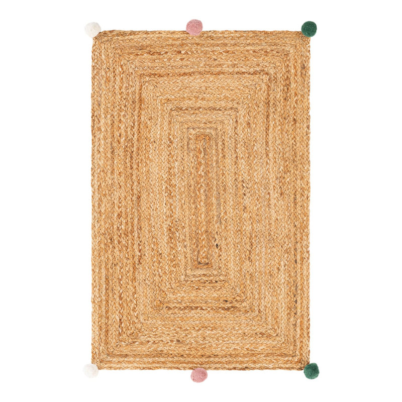 Kids Braided Jute Handmade Jute / Sisal Rug, Rectangle 2' x 3'1"