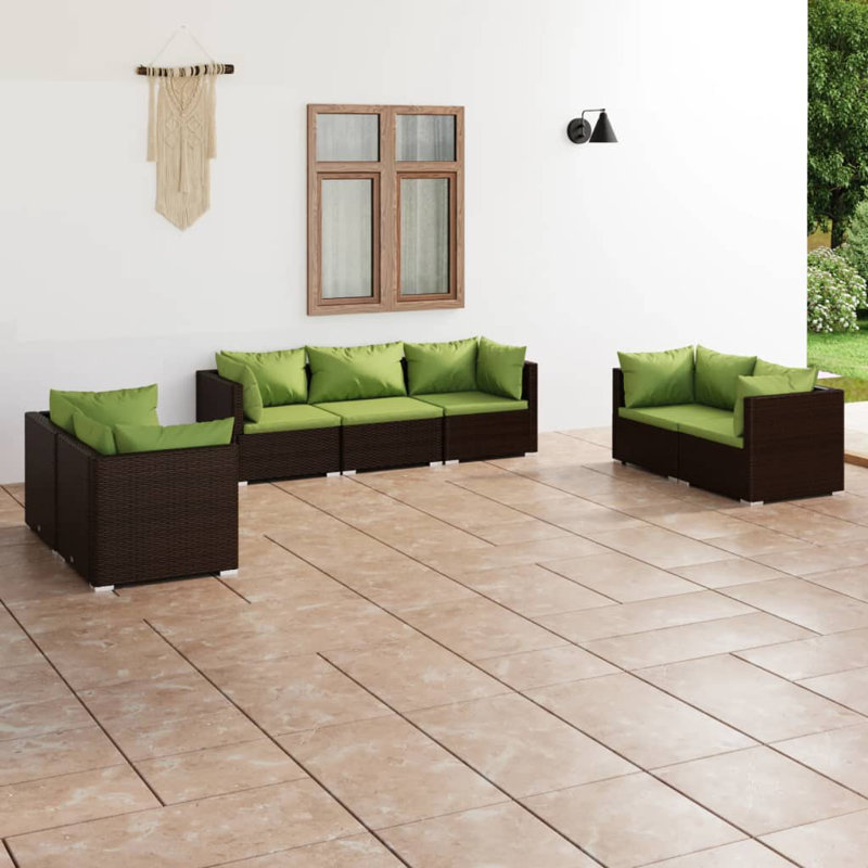 7 Piece Lounge Sofa Seating Group, Cinnamon Red, Brown