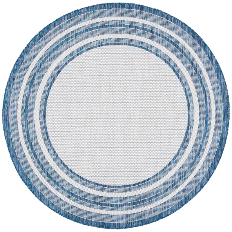 Tapis tissé à la machine Chapa, Ivory/Navy, Rond 9 pi