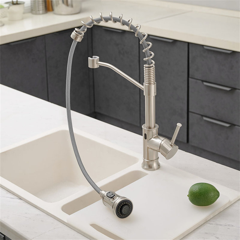 Pull Down Single Handle Kitchen Faucet, Brushed Nickel