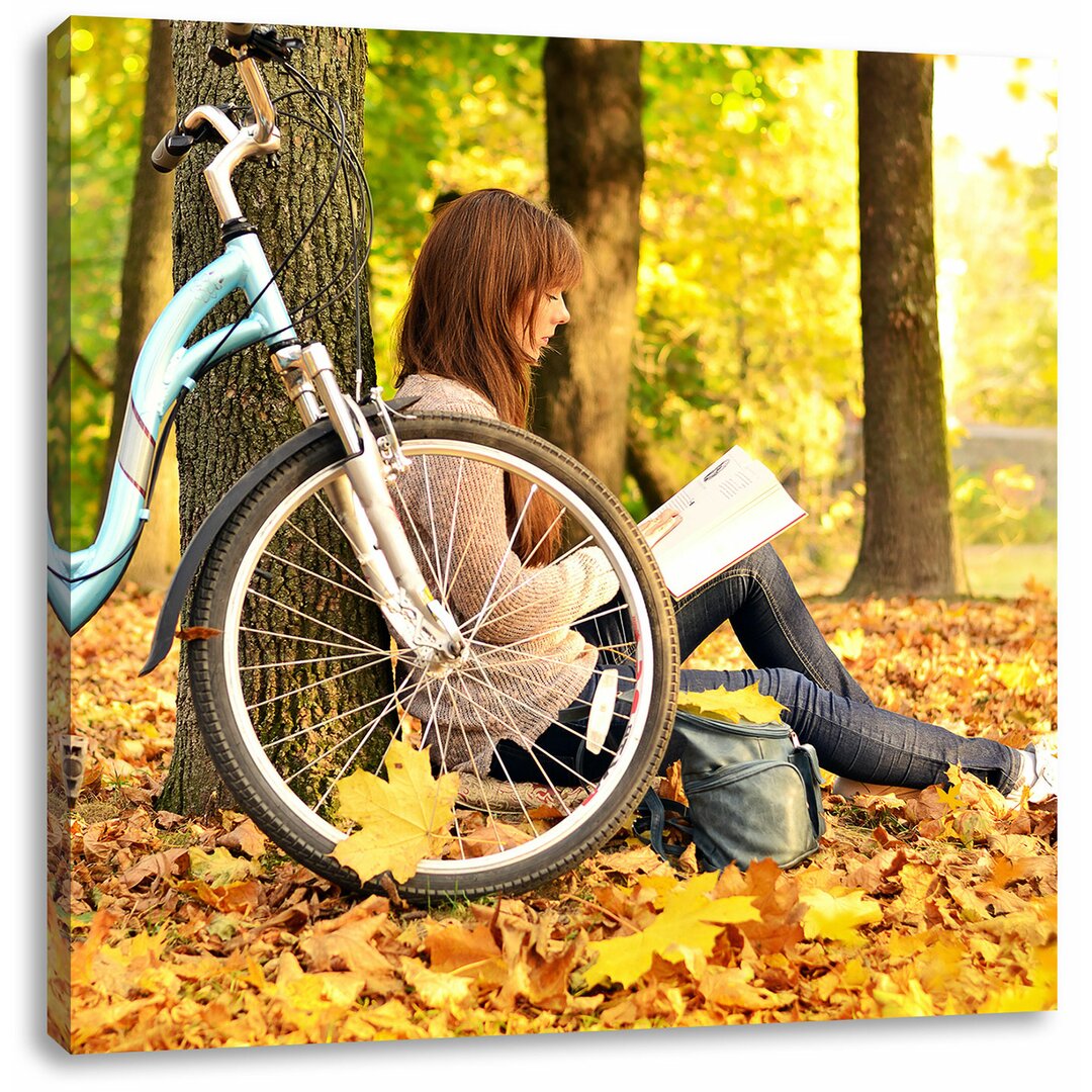 Leinwandbild Teenager Girl with Bike