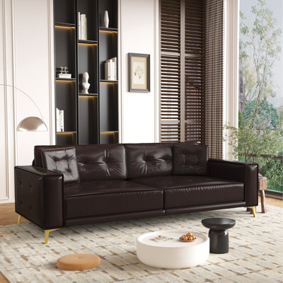 In 1 Sleeper Sofas, Faux Leather Modern 92.1 Inch Home Seating