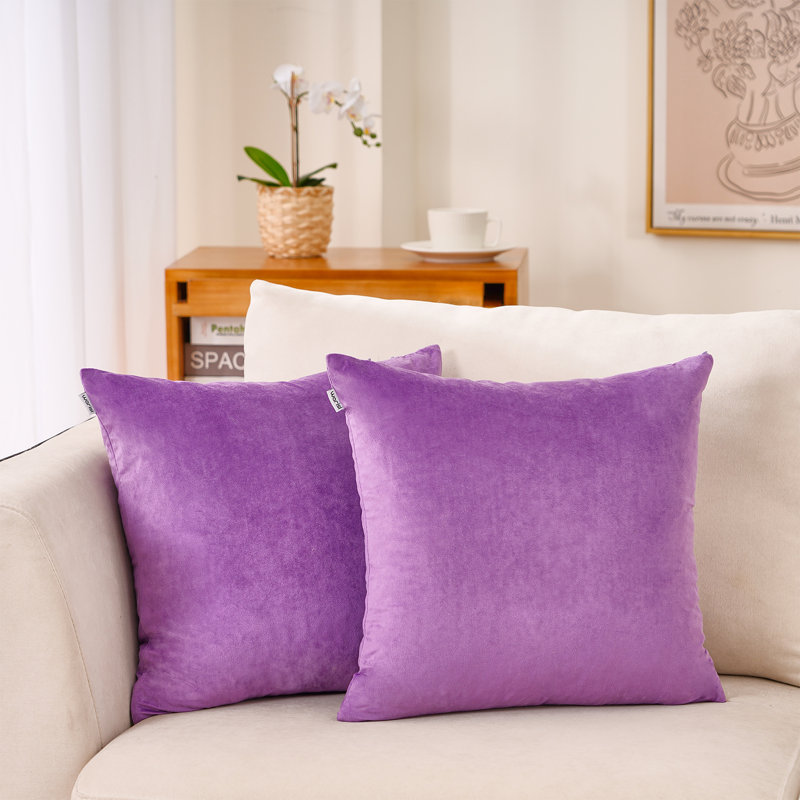 Plain Velvet Pillow Covers Velvet Pillow Cover, Violet, 20" H x 20" W