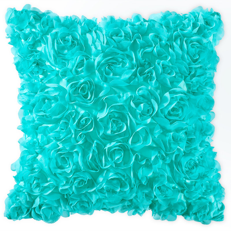 Microsuede Throw Pillow, Aqua, 20" x 20"