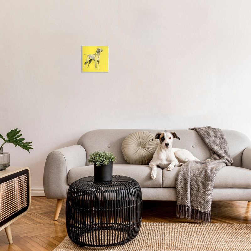 Art moderne sur bois, "Modern Dog on Yellow" par Cartissi