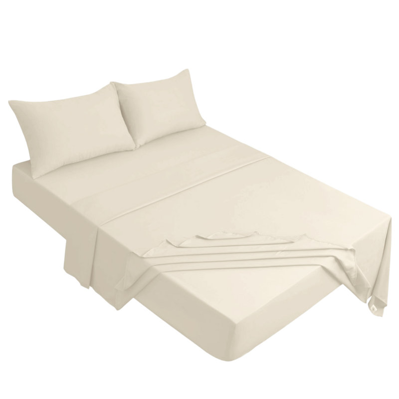 Meliah Microfibre Brushed Fitted Bed Sheet, Double (4'6), Cream