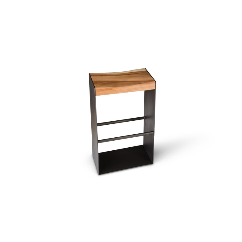 Bar Solid Wood Stool, Bar Stool (29” Seat Height), Gray