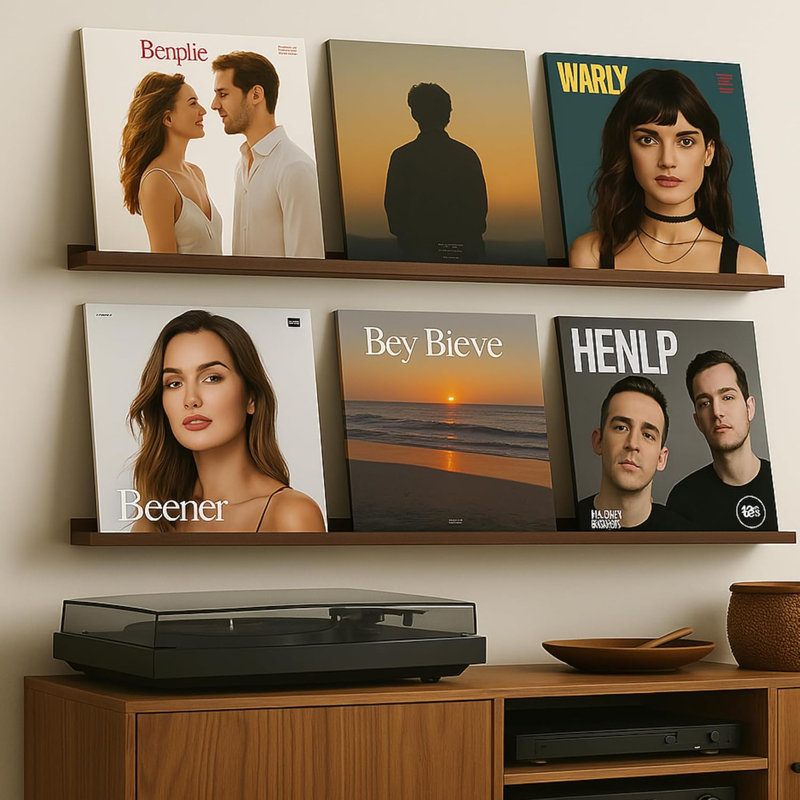 Support mural pour étagère à disques en vinyle - étagère en bois massif pour disques vinyles