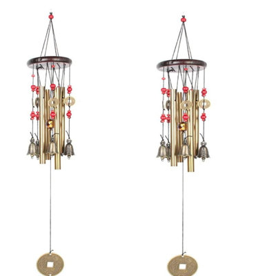 2pcs Traditional Retro Bronze Yard Garden Outdoor Living Wind Chimes 60cm