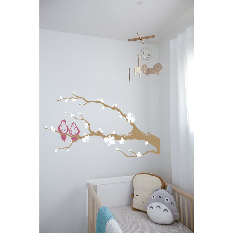 Non-Wall Damaging Wall Decal, White / Pink / Brown, 21" H x 40" W x 0.01" D