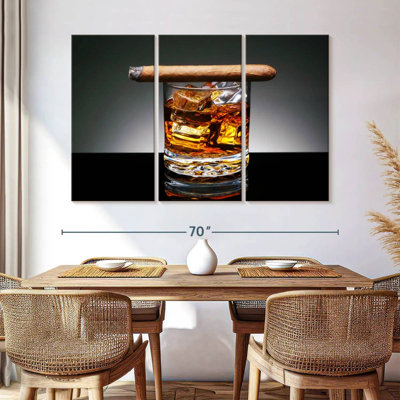 " Lit Cigar On Whiskey " 3 - Pieces